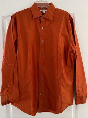 Banana Republic Men's Long-Sleeve Button-Up Shirt - Rust Orange
